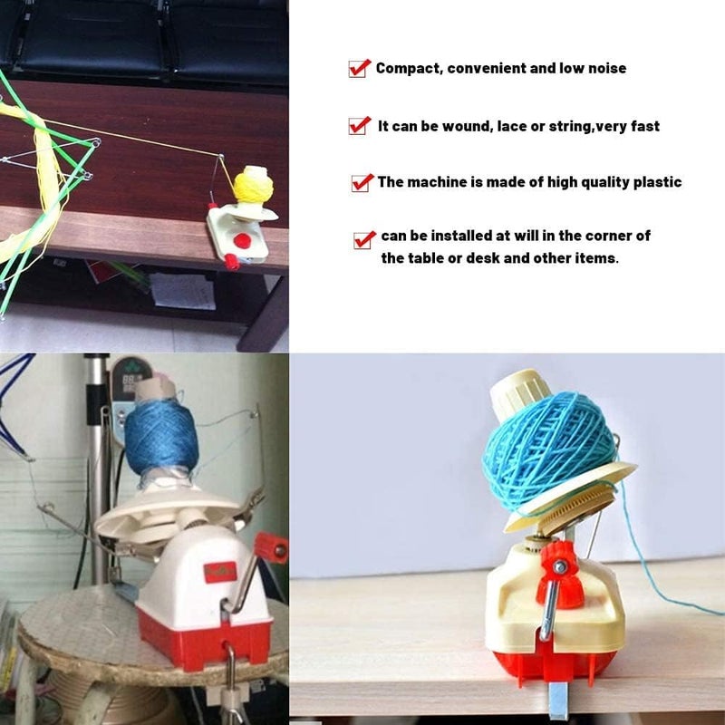 UrbAmerican Yarn Winder, Knitting Yarn Ball Winder,Knitting Wool Winder Holder, Swift Table Top Hand Operated Winder,Manual Wool Yarn Cone Ball Winder - 180x135x100mm - Image 4